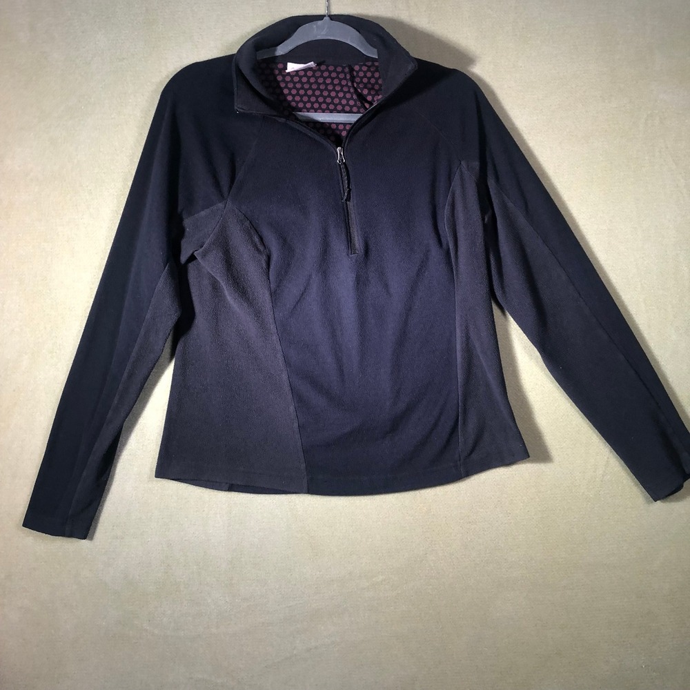 Columbia Fleece Pullover Womens Small Black Quarter Zip Mock Neck AL3351